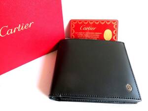 ●【ト葛】美品 Cartier カルティエ 箱付き ケース付き 二つ折り財布 ブラック 黒 メンズ レディース CCZ01ZZG62