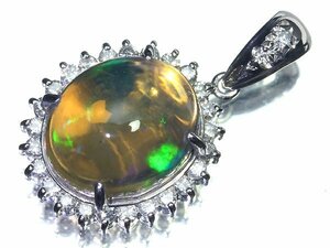 OL10247S【1円～】新品【RK宝石】極上ファイアオパール 大粒4.16ct!! 極上ダイヤモンド Pt900 高級ペンダントヘッド ネックレス ダイヤ