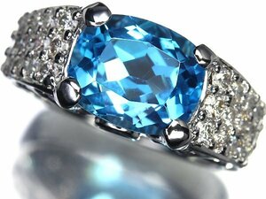 UG6859SS【売り切り】新品【RK宝石】≪Topaz≫ 豪華絢爛! 極上ブルートパーズ 大粒4.35ct 極上ダイヤモンド 総計0.92ct K18WG 高級リング