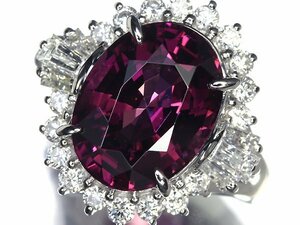 ML10386T 初売り【1円～】新品【RK宝石】《garnet》極上ロードライトガーネット 大粒4.84ct 極上ダイヤモンド Pt900 高級リング ダイヤ