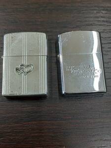 (２５９８)　ZIPPO　ガスライター　シルバー　２点セット　☆着火未確認☆　☆レターパック使用　送料３７０円