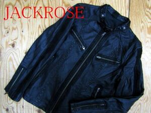 ★ジャックローズ JACKROSE★メンズ 羊革ラムスキン 部分パイソン柄 レザーシングルライダースジャケット★R51210075A