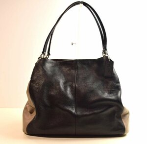 ICH【中古美品】 COACH コーチ パイソン型押しバッグ レザー ブラック×ブラウン系 〈205-231207-ss6-ICH〉