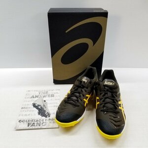 IZU【中古/未使用品】 asics アシックス GOLDSTAGE FANG 野球 スパイク ブラックコーヒー/サフラン 26.0cm 〈123-231218-AS-11-IZU〉