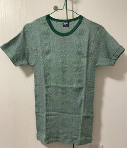 即決：未使用品 ロバートピーミラー Robert P. Miller Tシャツ ニット クルーネック パネルリブ コットン 綿 ボーダー 半袖 緑 グリーン M