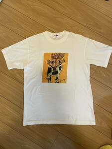 送料込即決：希少品 USED ビンテージTシャツ「ジミー大西」1997年展示会購入 「神様」1993年作品 サイズL