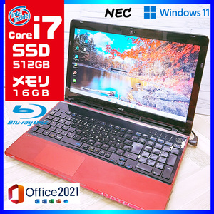 最新Windows11/爆速Core-i7 4702QM/驚異のメモリ16GB/新品512GB/Office 2021/NEC LaVie/即決特典付き♪