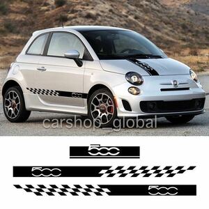 フィアット FIAT 500 Panda Abarth アバルト ABARTH ボンネット&サイド ステッカー デカール 4枚セット レースストライプ/フード