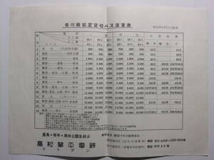 ☆☆B-2994★ 昭和30年 香川県 高松琴平電鉄 電車バス運賃表 2枚 ★レトロ印刷物☆☆