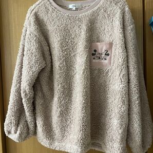 【Disney】美品 ミッキー&ミニーフリース長袖トップス/ピンク