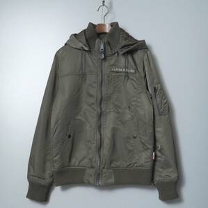 GN5341◎ALPHA INDUSTRIES アルファ TA1170 フーデッド リブジャケット 中綿/サーモライト ブルゾン オリーブドラブ系 サイズL