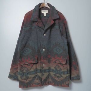 MF8247/70～80sヴィンテージ/米国製*L.L.Bean/エルエルビーン*U272/メンズM/ネイティブ柄/コンチョボタン/ウールジャケット