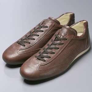 GO9297//イタリア製*ホーガン/HOGAN*メンズ9.5/Hロゴ/レザースニーカー/ローカット/靴/茶/ブラウン