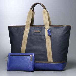 GP0432：COACH/コーチ*F70832*コーティングキャンバストートバッグ*ジップトップトート*ミニシグネチャー*鞄*ネイビー