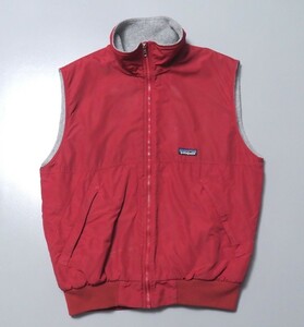 TG8041◇90s USA製 patagonia/パタゴニア メンズM シェルドシンチラベスト 28501 ナイロン×フリースベスト レッド×グレー系