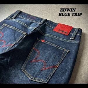即決 W31 EDWIN エドウィン BLUE TRIP ブルートリップ EDGE LINE スリムテーパード デニム パンツ ジーパン ジーンズ 赤ラベル 濃紺