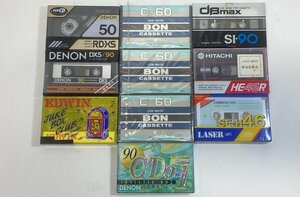 [TE0775]未開封「BON C-60/DENON C-DO1/DX5/RD-XS/HITACHI HE46R/dBmax SI-90/LASER SE-H46/EDWIN HF」ノーマル カセットテープ 10本NORMAL