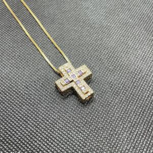 ネックレス ベルエポック ダブル クロス 十字架 キュービックジルコニア パープル ストーン GOLD 人気 ベネチアンチェーン