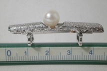 御木真珠 銀製 帯留め 昭和レトロ 本真珠 Silver 和装小物 アクセサリー パール Pearl_画像6