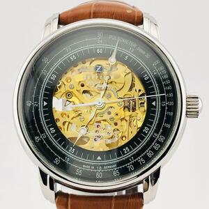動作品　ZEPPELIN ツェッペリン 100周年記念限定モデル 8656-4 スケルトン 自動巻き 腕時計 メンズ ゴールド