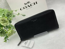 コーチ COACH 長財布 財布 クリスマスギフト ウォレット プレゼント 贈り物 ラウンドファスナー メンズ シンプル ブラック黒 F58928 C169_画像2