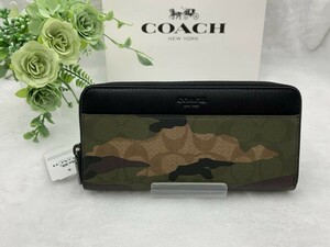 コーチ COACH 長財布 財布 迷彩柄 プレゼント 贈り物 ロング ジップ ウォレット ラウンド メンズ クリスマスギフト 新品 ファッション C155