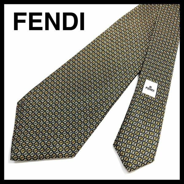【未使用に近い】FENDI フェンディ ネクタイ シルク100％ イタリア製 黒