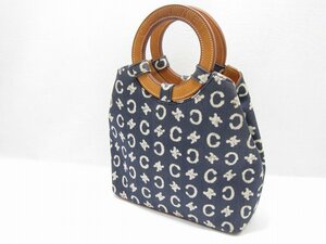 1円スタート 程度良好 CELINE セリーヌ Cロゴ マカダム デニム ハンドバッグ ミニバッグ ブルー レディース ヴィンテージ 中古