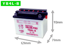 新品 開放型バッテリー YB4L-B 互換 FB4L-B / ジェンマ シュート バーディ ハイＲ TS50 ハスラー ラン FB50 RG50ガンマ_画像2