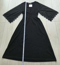 超美品☆Mサイズ☆レース スリーブ フレア ドレス☆Marilyn Moonマリリンムーン☆黒ブラックBLACK☆レーヨン☆56-8698_画像5