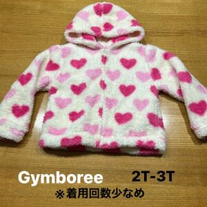 【Gymboree】(着用回数少なめ)ジンボリー ピンクハート柄 フードボアジャンバー メゾピアノ フリース 女の子 2T-3T