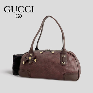 ■GUCCI グッチ■ シマレザー GG プリンシー ハンドバッグ ミニボストンバッグ 161720 ゴールド金具リボン