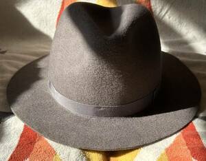 ★美品★HERBERT JOHNSON/ハーバートジョンソン★Wool Felt Hat★英国製★ウール100%★7 1/8★外周実寸58cm★Gray×Grayリボン★中折れ帽★