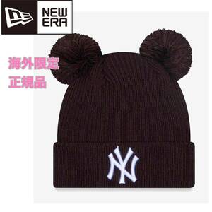 NEW ERA ニット帽 ニットキャップ ニューエラ NY ニット帽 ビーニー ポンポン レディース チョコ ブラウン キャップ 正規品 海外限定