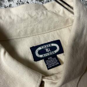【90sメキシコ製】オーバーサイズ 刺繍 BDビンテージL/Sシャツ アイボリー 2XLサイズ 古着 コットン 長袖シャツ ビッグサイズの画像9