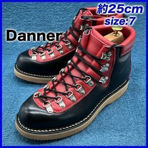 即決★Danner 定価6万 DS-2204Z★25cm マウンテンブーツ ダナー メンズ 7 黒 ブラック 本革 マウンテンライト ロックオン TMT BIGHOLIDAY