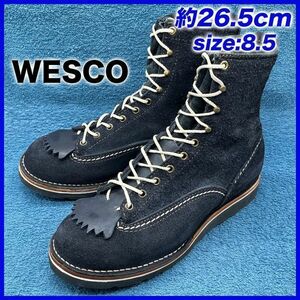 即決★WESCO 定価12.5万 14年★26.5cm ロガーブーツ ウエスコ 8.5E ジョブマスター レーストゥトゥ フォルスタン ネイビーラフアウト