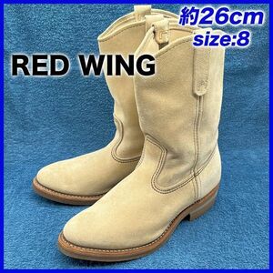 即決★RED WING 8156 07年★26cm ペコスブーツ レッドウィング メンズ 8E 肌 ベージュ 本革 ホーソーン アビレーン ラフアウト