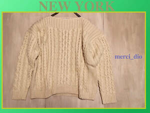 NEW YORK select ケーブル編み ボートネック ニット トップス セーター アイボリー ミックス編み 新品 未使用 ドゥーズィエムクラス
