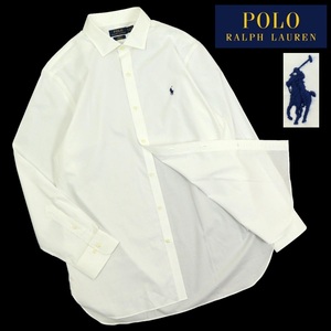 【B2720】【極美品】【ビッグサイズXL】POLO RALPH LAUREN ポロラルフローレン 長袖シャツ ワイシャツ ドレスシャツ ポニー刺繍