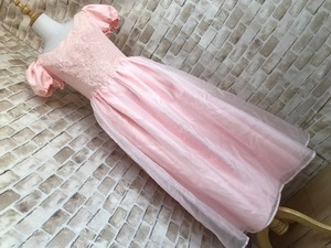 Q25081●ドレスワンピース　衣装　ピンク　オーガンジー　レース