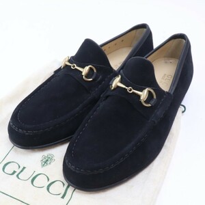 2312-7 グッチ 100-0255 ホースビット ビットローファー GUCCI スエード製 サイズ 6B ブラック