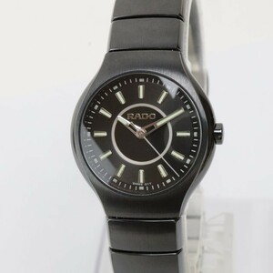 2312-553 ラドー クオーツ 腕時計 美品 RADO 318.0678.3 ダイヤスター セラミック 黒文字盤 純正ブレス 箱 説 Gカード有り