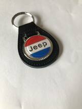 クライスラー／　ジープ青×赤★黒皮★本皮キーホルダーＳ★JEEP★USA製★ 新品！即決！_画像2