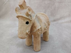 はにわ 埴輪 ハニワ 馬 翠？ レプリカ？ 置物 飾り 工芸 インテリア アンティーク 骨董 オブジェ ガーデニング オーナメント 高さ約23cm