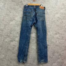 Levi's501 ブルー ボタンフライ ストレート デニムジーンズパンツ W31L34 実寸W32in 赤タブ 00501-0194 USA 海外輸入 古着 LK10015_画像2