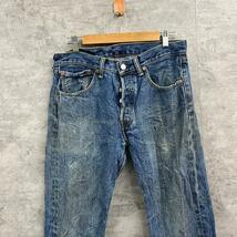 Levi's501 ブルー ボタンフライ ストレート デニムジーンズパンツ W31L34 実寸W32in 赤タブ 00501-0194 USA 海外輸入 古着 LK10015_画像5