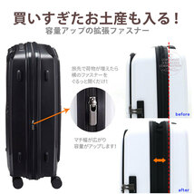 新品　未使用タグ付 スーツケース　長期向け　大型　拡張　フロントオープンキャリー　BKブラック　ビジネス海外旅行　軽量　７泊以上_画像9