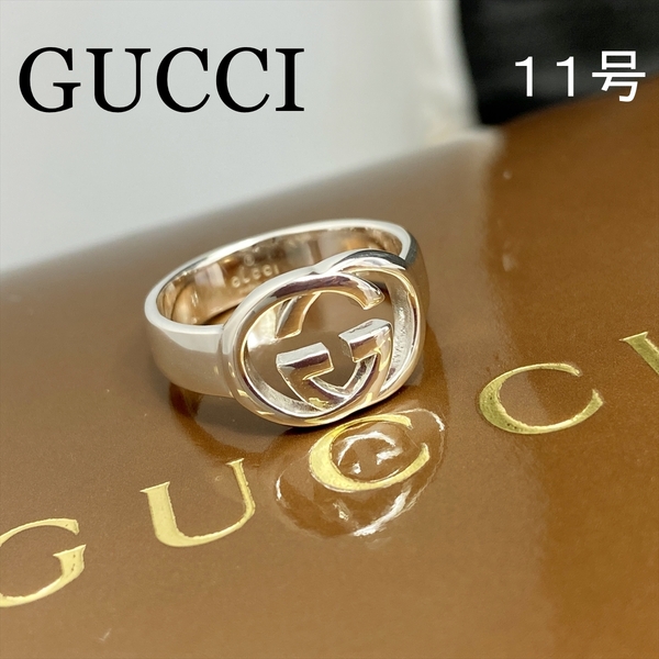 新品仕上 グッチ GUCCI ダブル Gロゴ ブリット リング 指輪 シルバー 925 11号