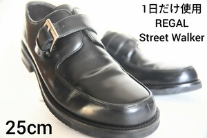 1日だけ使用 定価2万円 100円スタート！【REGAL Street Walker】リーガルストリートウォーカー モンクストラップ 本革 ブラック 25cm